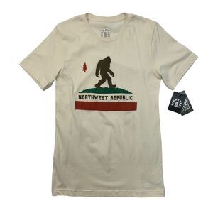 Northwest Republic T Shirt Mens S Small Cream Big Foot Sasquatch Cali Symmetree